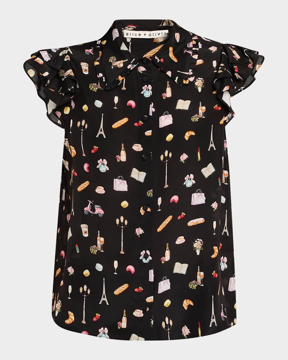 Martel Flutter-Sleeve Blouse